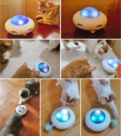 Ufo Huisdier Draaitafel Catching Training Slimme Speelgoed Vervangbare Veer Interactieve Cat Toy Smart Teaser Automatische Veer Teaser Kat Speelgoed