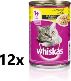 Whiskas – Kattenvoer – Blik – Adult – Brokjes In Saus – Kip – 12x400g