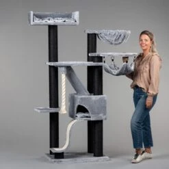 Krabpaal Voor Grote Katten Kilimandjaro De Luxe Blackline Crown Licht Grijs Van RHRQuality