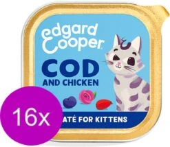 16x Edgard & Cooper Kitten Paté Kuipje Kip & Kabeljauw – Kattenvoer – 85g