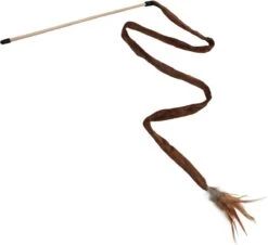 Nobleza Kattenhengel Met Veer – Kattenspeelgoed – Speelhengel Kat – Speelstok Kat – Katten Speelhengel – Kattenspeelstok – Hengel Kat – Knisperend Kattenspeeltje – Bruin