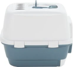 VidaXL Kattenbak Met Deksel 58x45x48 Cm Polypropeen Wit En Blauw