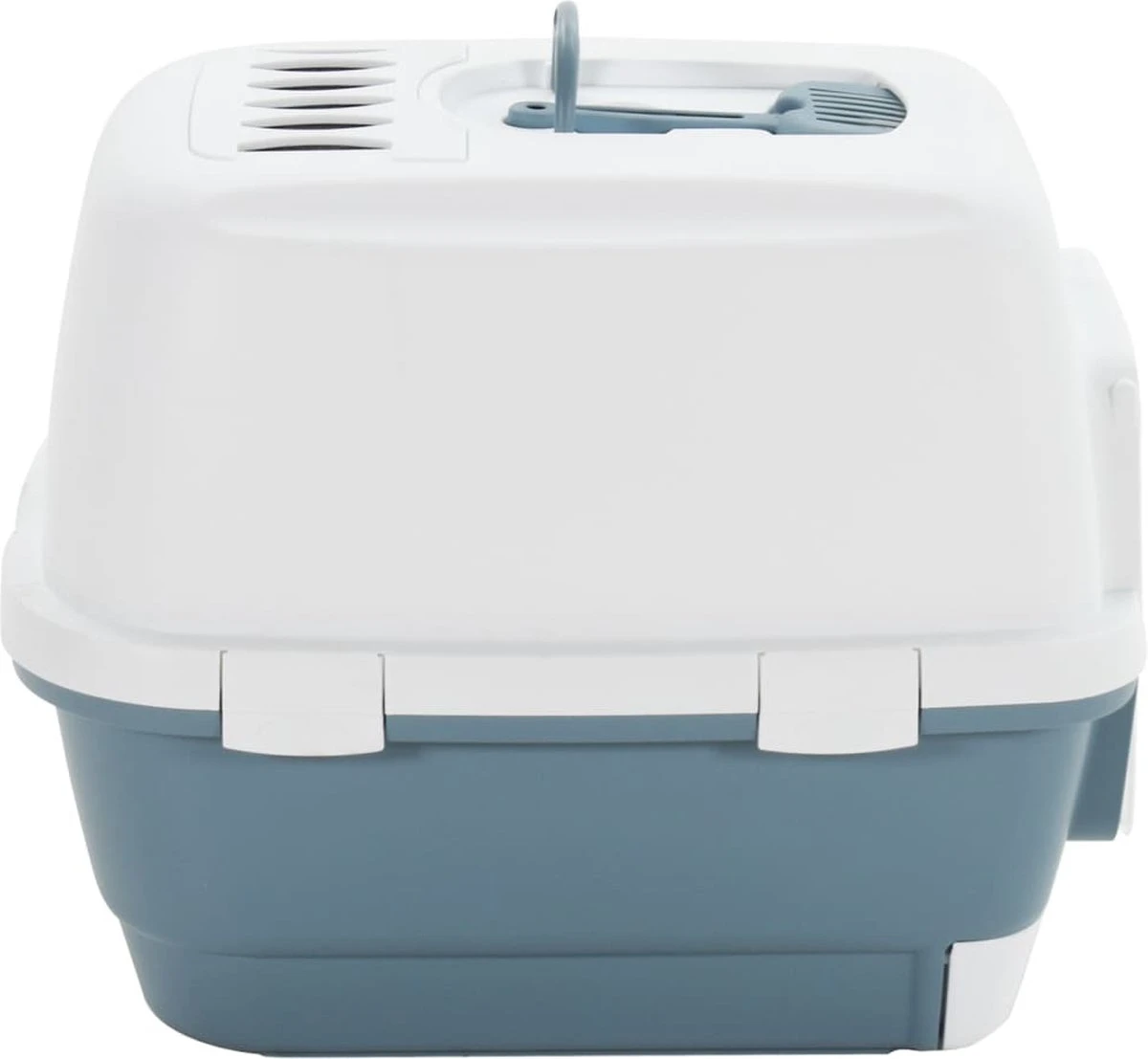 VidaXL Kattenbak Met Deksel 58x45x48 Cm Polypropeen Wit En Blauw 1 VidaXL Kattenbak Met Deksel 58x45x48 Cm Polypropeen Wit En Blauw