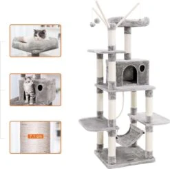 Rootz Krabpaal Voor Katten Lichtgrijs XL – Krabpaal 154 CM