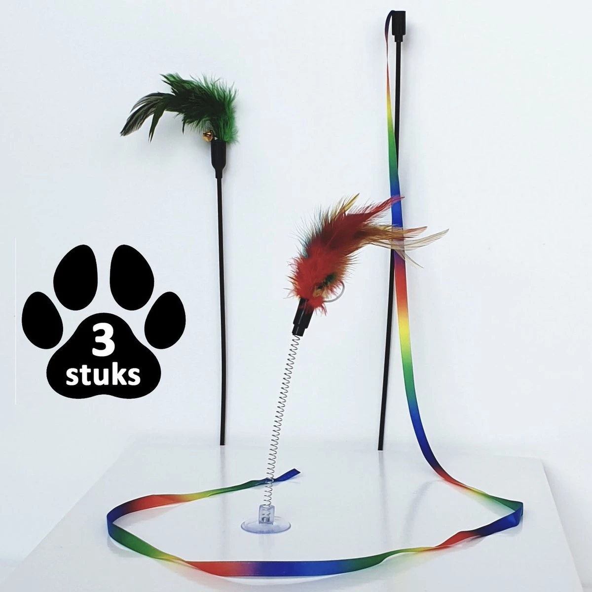 3 Stuks – Kattenspeeltjes – Hengel – Veer – Veren – Belletje – Speelgoed Voor Kat 1 3 Stuks – Kattenspeeltjes – Hengel – Veer – Veren – Belletje – Speelgoed Voor Kat