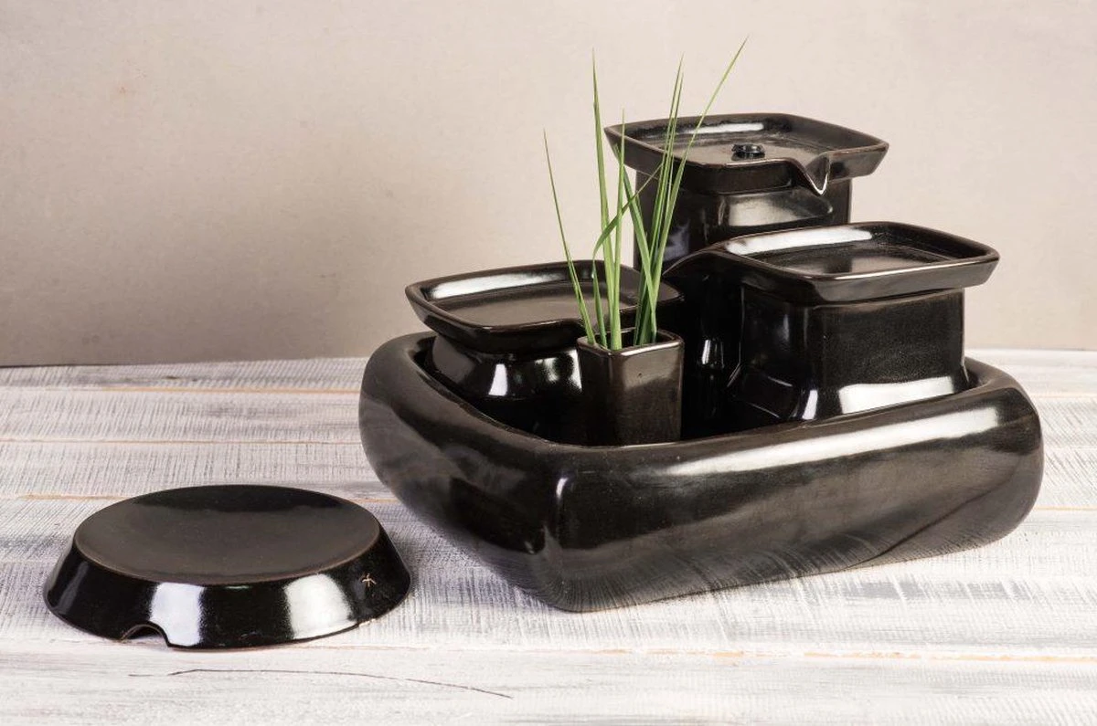 Miaustore Grote Keramische Drinkfontein Set – Kattenfontein – Voerbak – Drinkbak – Kattengras – Zwart – 3,4L – Keramisch – Katten En Honden -geen Filter Nodig 1 Miaustore Grote Keramische Drinkfontein Set – Kattenfontein – Voerbak – Drinkbak – Kattengras – Zwart – 3,4L – Keramisch – Katten En Honden -geen Filter Nodig