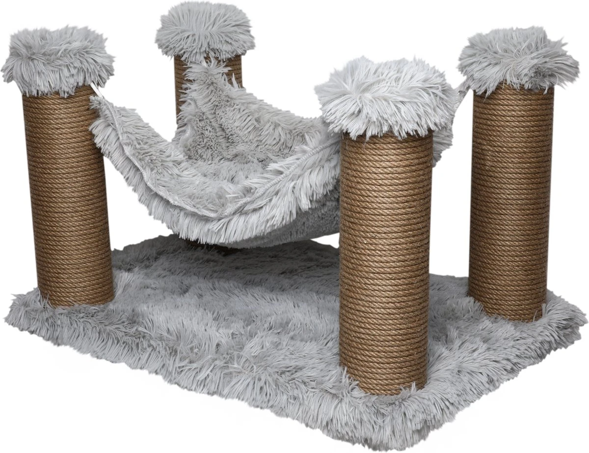Topmast Krabpaal Fluffy Maui – Grijs – 59 X 39 X 34 Cm – Katten Hangmat – Made In EU – Krabpaal Voor Katten – Stevig Sisal Touw 1 Topmast Krabpaal Fluffy Maui – Grijs – 59 X 39 X 34 Cm – Katten Hangmat – Made In EU – Krabpaal Voor Katten – Stevig Sisal Touw