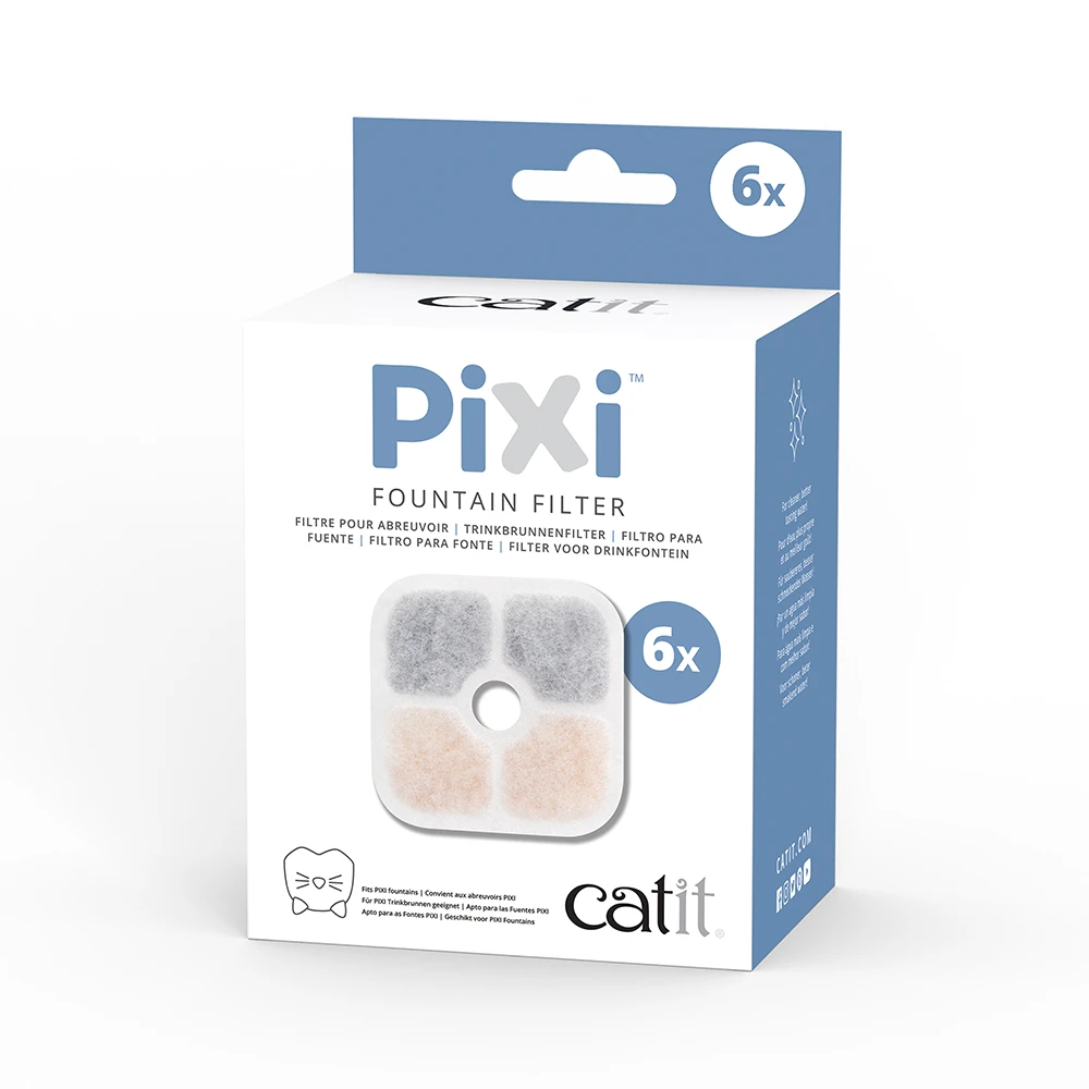 6 Stuk Vervangende Filters Voor Catit PIXI Drinkfontein, Blauw Kat