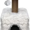 Topmast Krabpaal Fluffy Lima – Wit – 39 X 39 X 72 Cm – Made In EU – Krabpaal Voor Katten – Met Kattenhuis – Sterk Sisal Touw