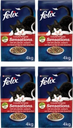 4x Felix Sensations Droog Countryside – Kattenvoer – 4kg