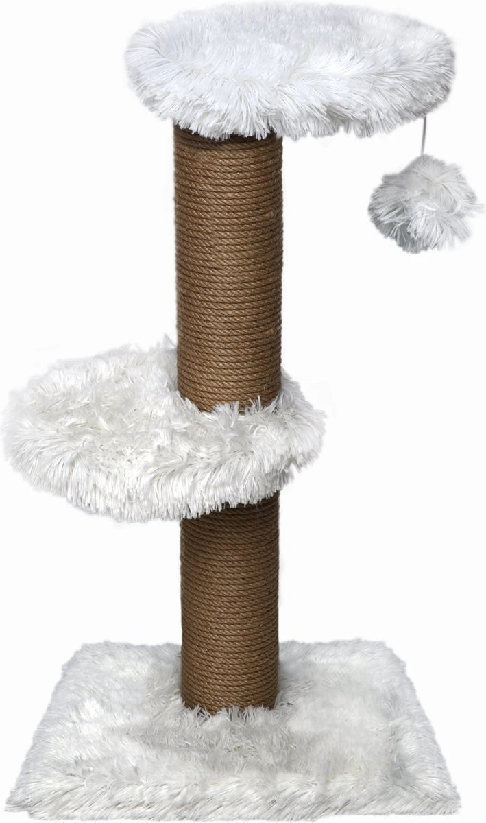 Topmast Krabpaal Fluffy Merida – Wit – 34 X 34 X 67 Cm – Made In EU – Krabpaal Voor Katten – Sterk Sisal Touw – Met Kattenballetje 1 Topmast Krabpaal Fluffy Merida – Wit – 34 X 34 X 67 Cm – Made In EU – Krabpaal Voor Katten – Sterk Sisal Touw – Met Kattenballetje