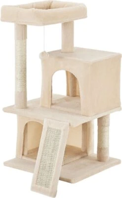 Katten Krabpaal Kimmy – Beige – Met Ligbed, Hol & Speeltje