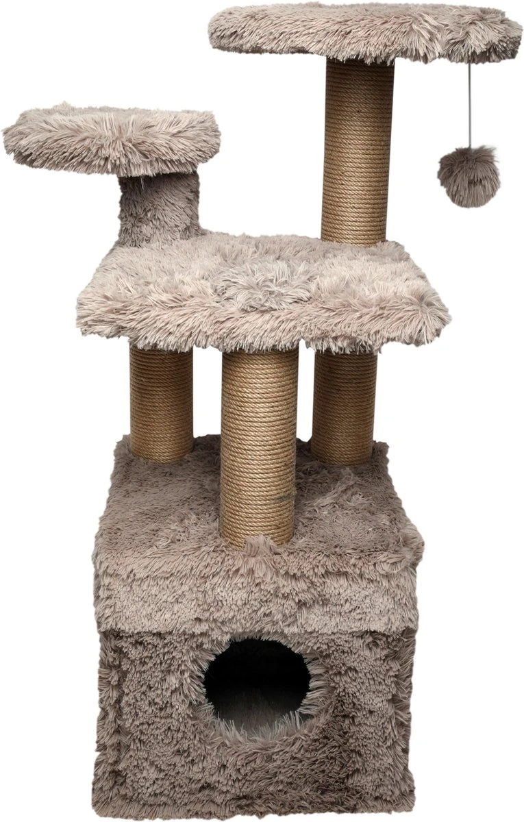 Topmast Krabpaal Fluffy Isola – Beige – 52 X 67 X 100 Cm – Made In EU – Krabpaal Voor Katten – Met Kattenhuis – Sterk Sisal Touw 1 Topmast Krabpaal Fluffy Isola – Beige – 52 X 67 X 100 Cm – Made In EU – Krabpaal Voor Katten – Met Kattenhuis – Sterk Sisal Touw