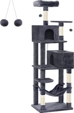 Krabpaal, Kattenboom 191 Cm Met Zacht Pluche, Rookgrijs